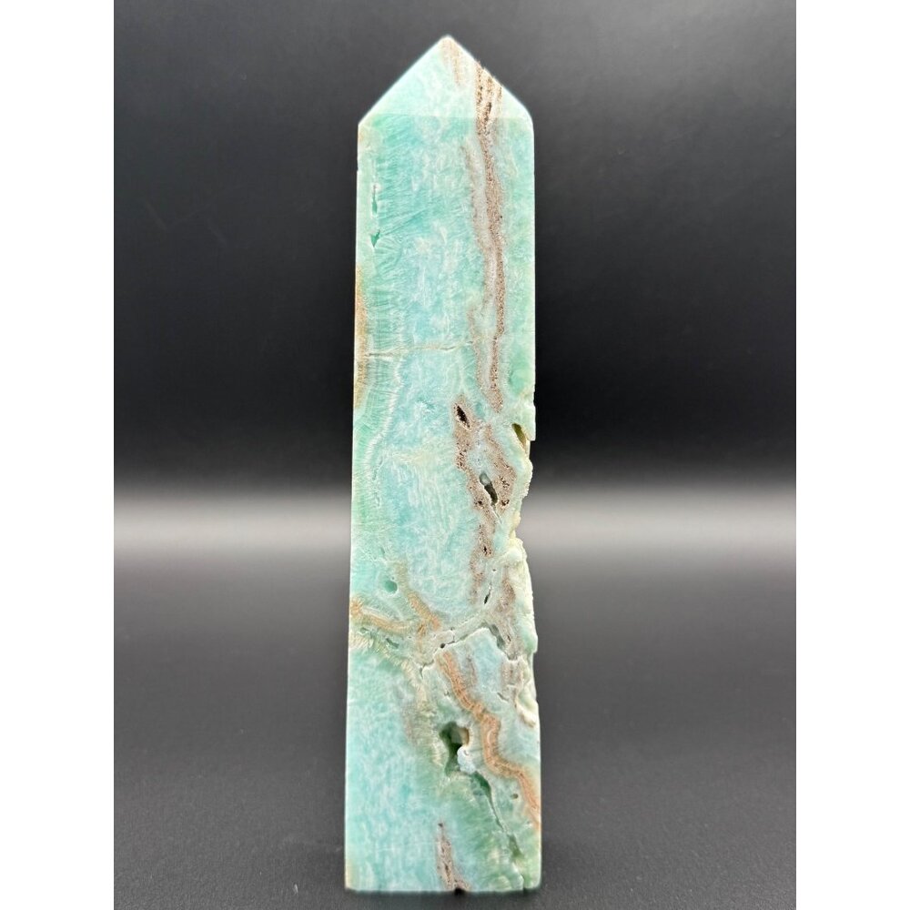 Natural Caribbean Calcite Tower Drusy Green Stone Obelisk Reiki Crystal 9" 686g